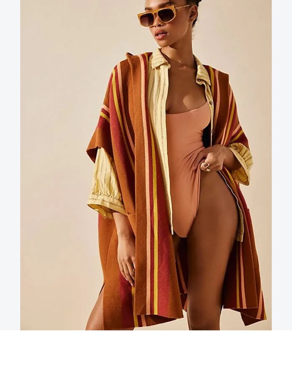 Free People All I Need Stripe Hooded Poncho